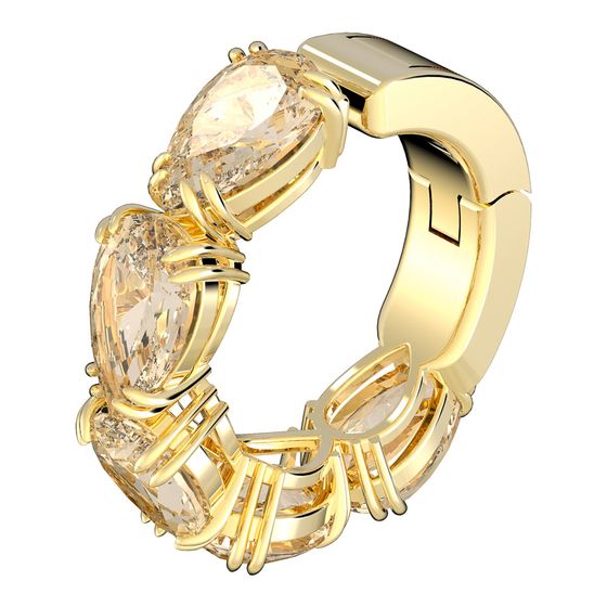 Brinco cuff Millenia, Swarovski Zirconia com lapidação em pera, Amarelo,  banhado a dourado