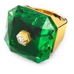 Anel-Studiosa-Cristal-de-lapidacao-octogonal--Verde-Banho-dourado