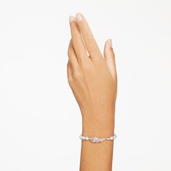 Pulseira-Nice-Pena-Branca-Revestido-em-rosa-dourado