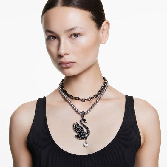 Gargantilha-Swarovski-Swan-Cisne-Preto-Revestida-em-rodio
