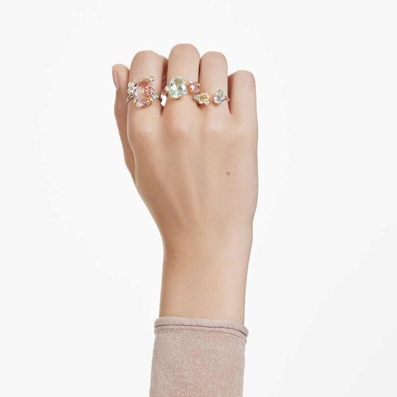 Anel-Gema-Conjunto--3--Combinacao-de-lapidacoes-Multicor-Revestido-em-dourado