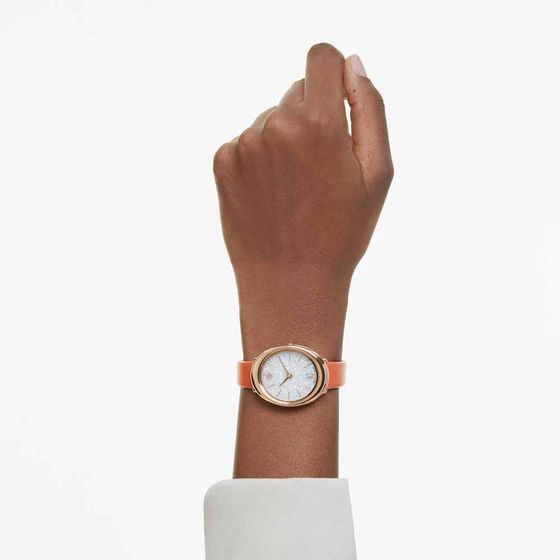 Relogio-Imber-Fabricacao-suica-Pulseira-de-couro-Laranja-Acabamento-em-rosa-dourado