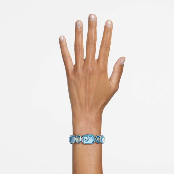 Relogio-Pulseira-de-corte-octagonal-Azul-Aco-inoxidavel